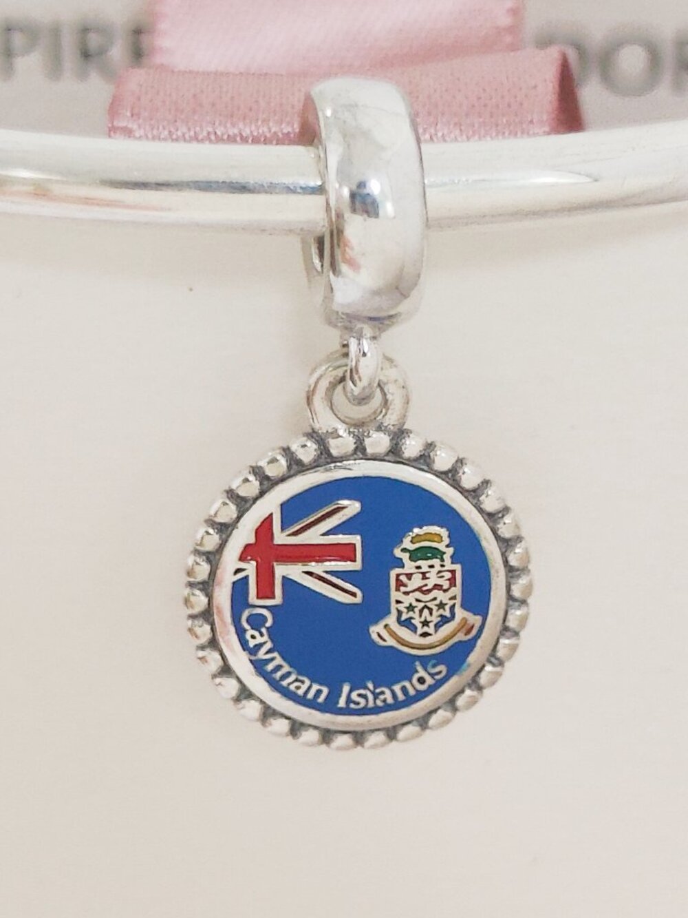 Pandora Cayman Islands Flag Dangle Charm S925 Sliver Pendant with box
